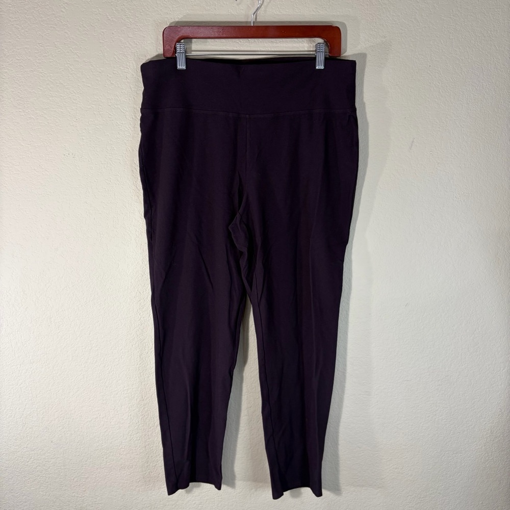 Eileen Fisher Purple High Rise Straight Leg Ankle Pants Sz L Casual Career Comfy
